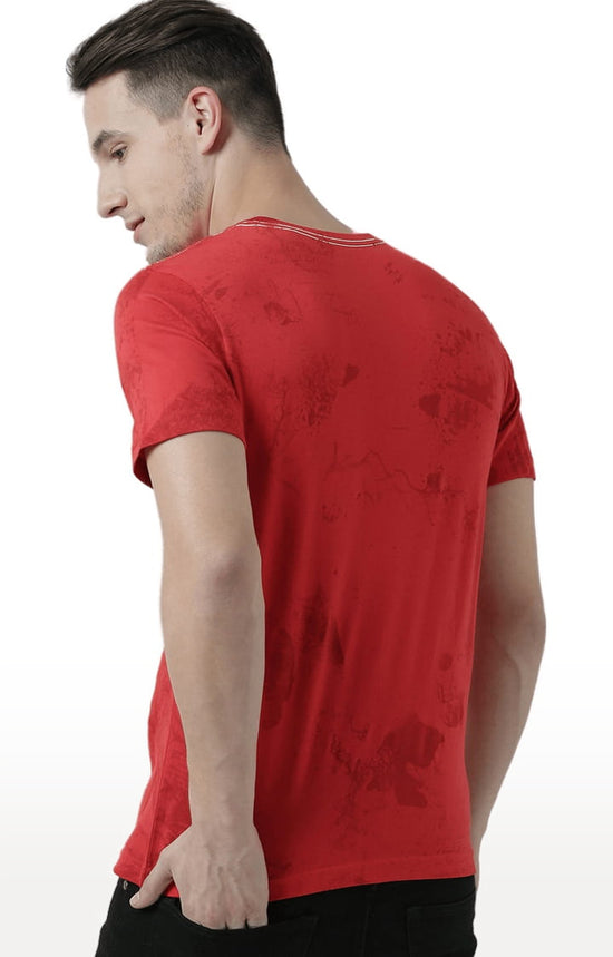 Huetrap Red Mens Short Sleeve Graphic Printed Tshirt-HT17MKGRARED01089