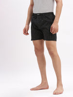 Men Striped Cotton Black Boxer-AM-149-3-Black