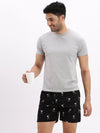 Men Printed Cotton Black Boxer-AM-149-4-Black