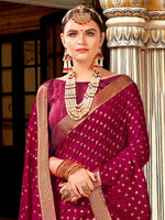 Saree Mall Women's Vichitra  Magenta Embellished Designer Saree With Blouse Piece-AMISHA81456