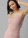 Women V-Neck Solid Bodycon Mauve Dress-AN-4735-Mauve