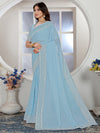 Saree Mall Women's Georgette Light Blue Embellished Designer Saree With Blouse Piece-ANGEL5003