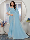 Saree Mall Women's Georgette Light Blue Embellished Designer Saree With Blouse Piece-ANGEL5003