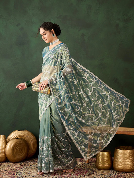 Suha Womens Fashion Ethnic Teal Color Sarees-MLSHWSA1455TEL0ONE