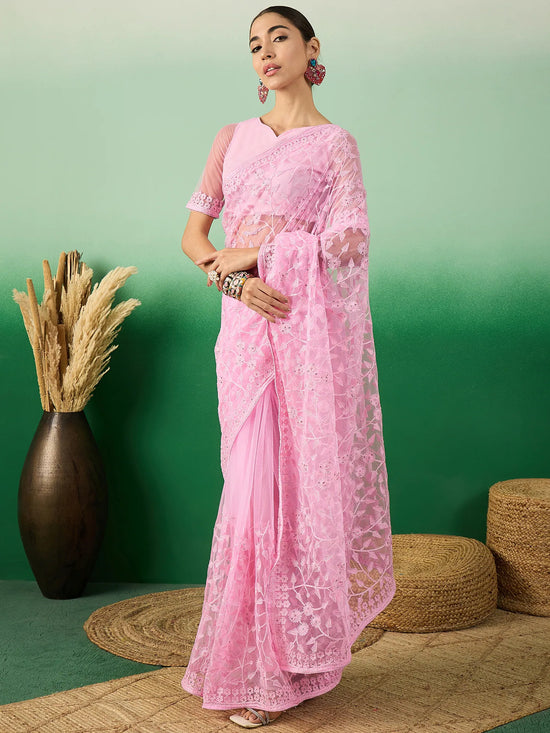 Suha Womens Fashion Ethnic Pink Color Sarees-MLSHWSA1316PNK0ONE