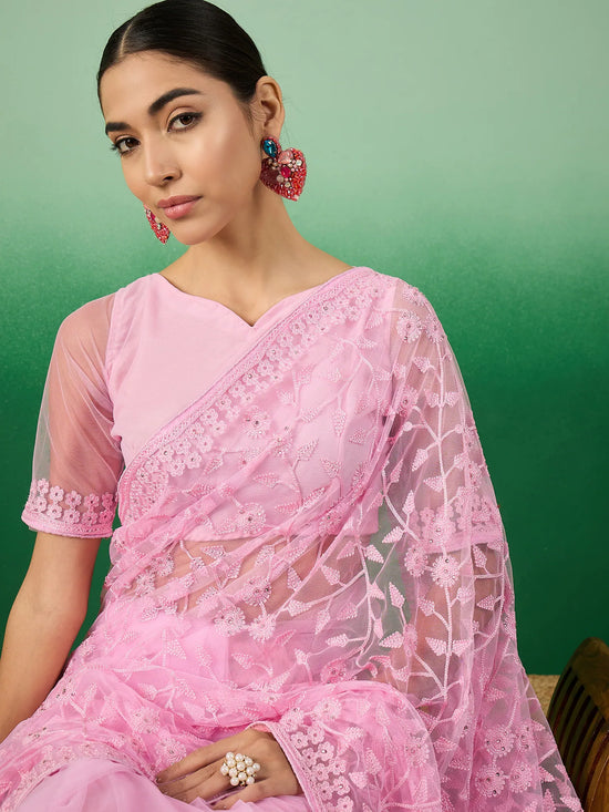 Suha Womens Fashion Ethnic Pink Color Sarees-MLSHWSA1316PNK0ONE