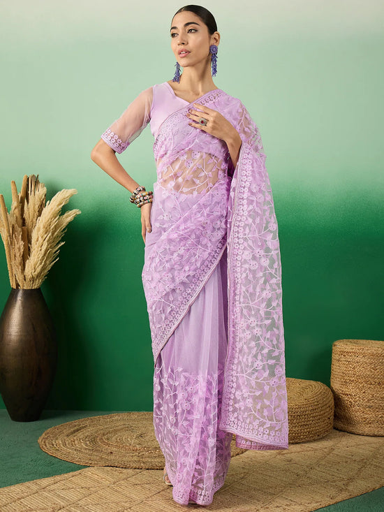 Suha Womens Fashion Ethnic Lavender Color Sarees-MLSHWSA1318LVR0ONE