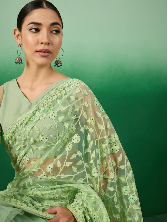 Suha Womens Fashion Ethnic Pista Green Color Sarees-MLSHWSA1320PSG0ONE