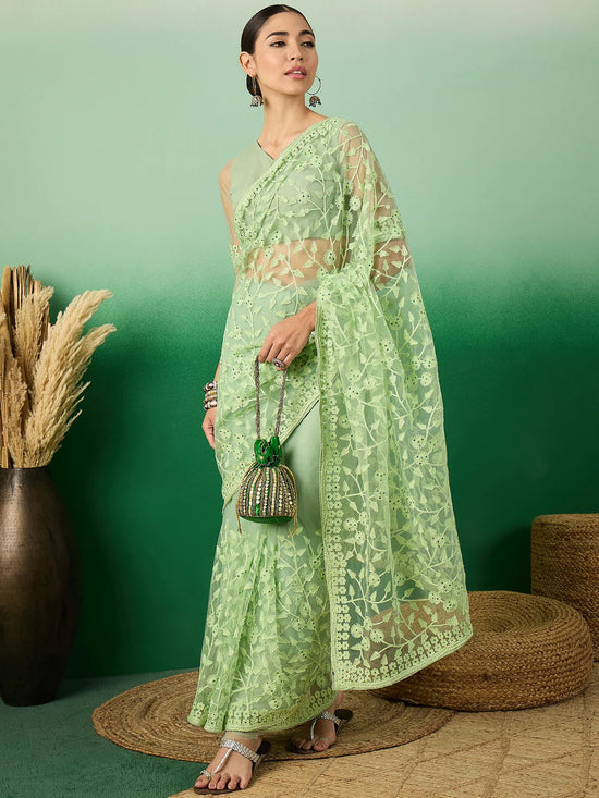 Suha Womens Fashion Ethnic Pista Green Color Sarees-MLSHWSA1320PSG0ONE