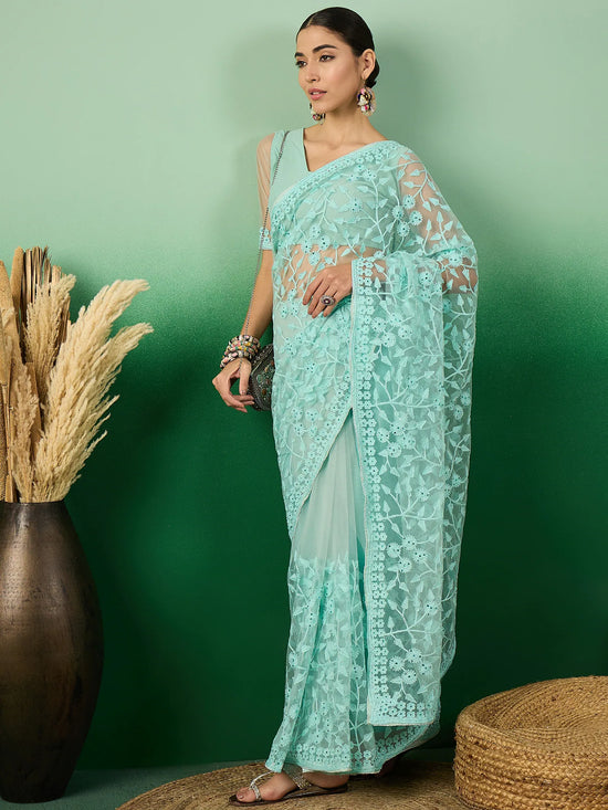 Suha Womens Fashion Ethnic Sea Green Color Sarees-MLSHWSA1321SGR0ONE