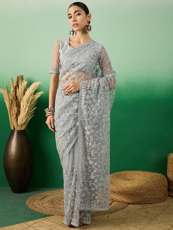 Suha Womens Fashion Ethnic Grey Color Sarees-MLSHWSA1324GRY0ONE