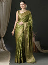 Saree Mall Women's Satin  Olive Woven Design Designer Saree With Blouse Piece-AQRIUS05E