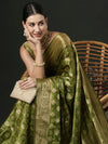 Saree Mall Women's Satin  Olive Woven Design Designer Saree With Blouse Piece-AQRIUS05E