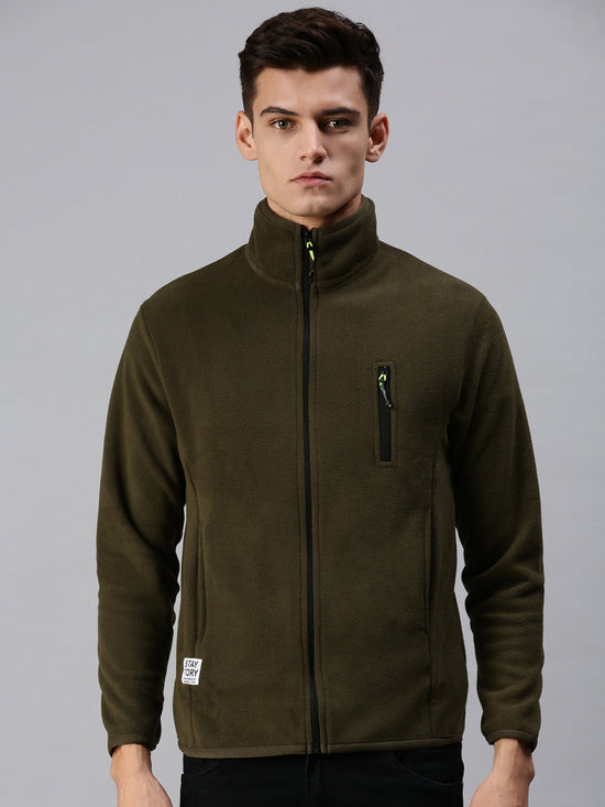 Men Solid Green Sweatshirt-AR-1672-Olive