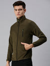 Men Solid Green Sweatshirt-AR-1672-Olive