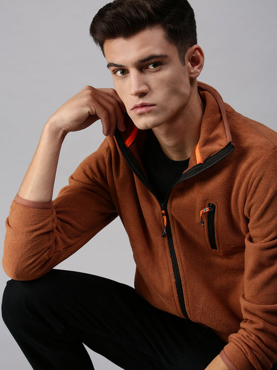 Men Solid Brown Sweatshirt-AR-1672-Tan