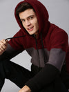 Men Hooded Colourblocked Multi Sweatshirt-AR-1684A-Maroon