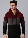 Men Hooded Colourblocked Multi Sweatshirt-AR-1684A-Maroon