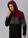 Men Hooded Colourblocked Multi Sweatshirt-AR-1684A-Maroon