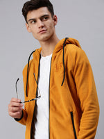 Men Hooded Solid Yellow Sweatshirt-AR-1685-Yellow