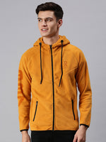 Men Hooded Solid Yellow Sweatshirt-AR-1685-Yellow