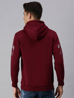 Men Hooded Graphic Print Multi Sweatshirt-AR-1686-Maroon