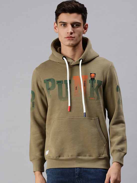 Men Hooded Graphic Print Multi Sweatshirt-AR-1686-Olive