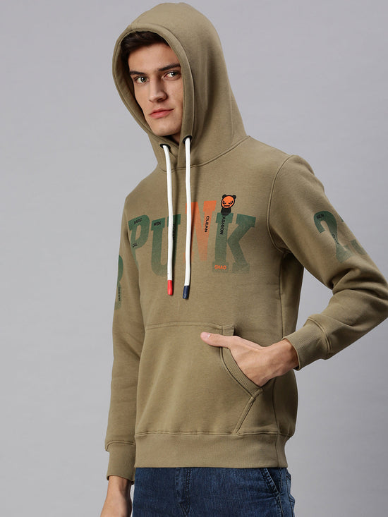 Men Hooded Graphic Print Multi Sweatshirt-AR-1686-Olive