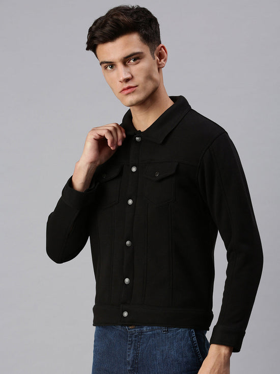 Men Solid Black Sweatshirt-AR-1690-Black