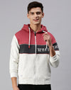 Men Hooded Colourblocked Red Sweatshirt-AR-1690-Redwhite