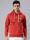 Men Hooded Graphic Print Red Sweatshirt-AR-1693-Red