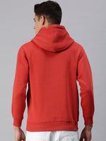 Men Hooded Graphic Print Red Sweatshirt-AR-1693-Red