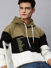 Men Hooded Colourblocked Green Sweatshirt-AR-1701-Olivewhite