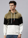 Men Hooded Colourblocked Green Sweatshirt-AR-1701-Olivewhite