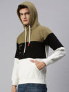 Men Hooded Colourblocked Green Sweatshirt-AR-1701-Olivewhite