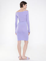 Women Solid Purple Bodycon Dress with Shrug-AR-5688-Purple