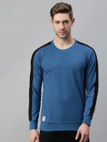 Men Solid Blue Sweatshirt-AR-7454-Blue