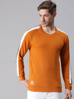 Men Striped Orange Sweatshirt-AR-7454-Orange