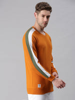 Men Striped Orange Sweatshirt-AR-7454-Orange