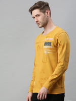 Men Printed Yellow Sweatshirt-AR-7526-Yellow