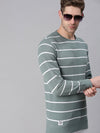 Men Striped Green Sweatshirt-AR-7581-Green