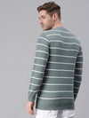 Men Striped Green Sweatshirt-AR-7581-Green