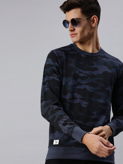 Men Camouflage Navy Blue Sweatshirt-AR-7659-Blue