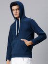 Men Hooded Solid Blue Sweatshirt-AR-DKC18-Blue