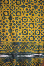 Ajrakh Hand Block Printed And Hand Embroidered Scarf Fero