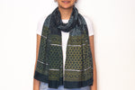 Ajrakh Hand Block Printed And Hand Embroidered Scarf Fiesto