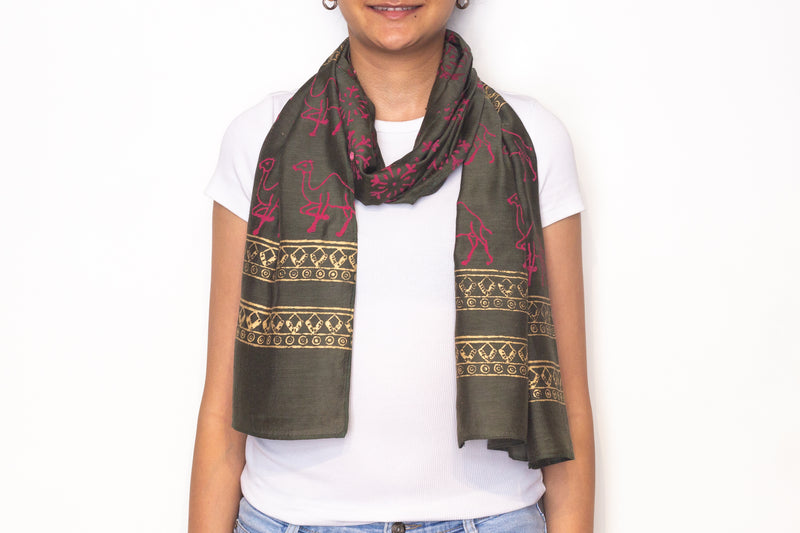 Dabu Hand Block Quality Printed And Hand Embroidered Scarf