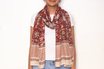 Bagru Hand Block Printed And Hand Embroidered Scarf Bou