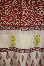 Bagru Hand Block Printed And Hand Embroidered Scarf Bou Bee