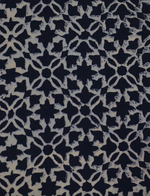 Handblock Printed White Geometric Design On Blue Base Arshiya